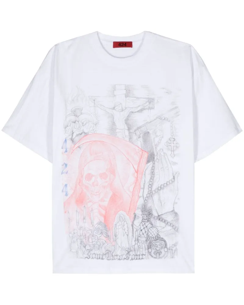 FourTwoFour on Fairfax Valentina Death T-Shirt - Weiß Weiß