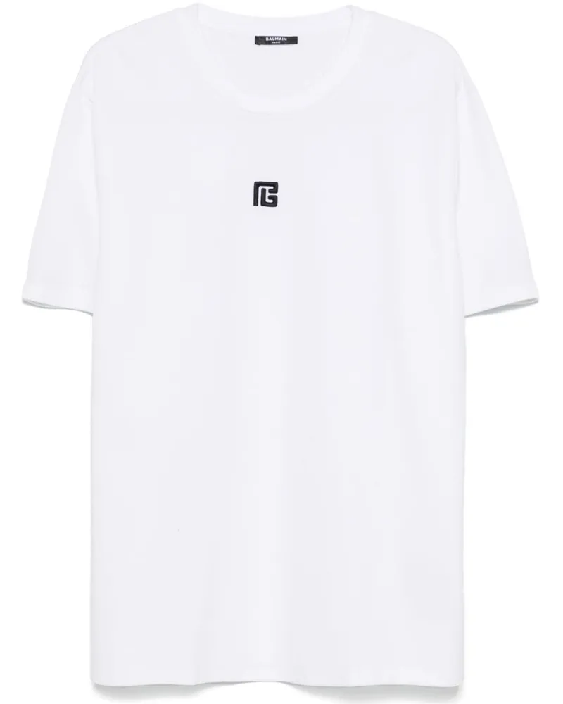 Balmain T-Shirt mit Logo-Stickerei - Weiß Weiß