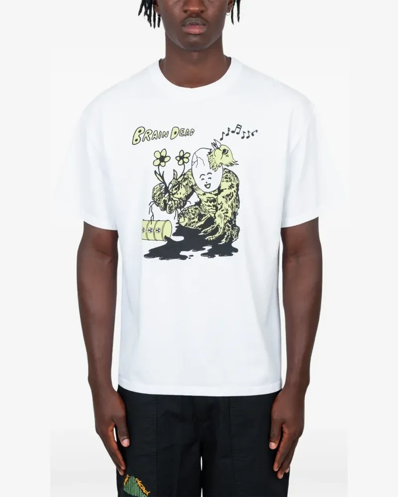 Brain Dead T-Shirt mit Scrambled Head-Print - Weiß Weiß