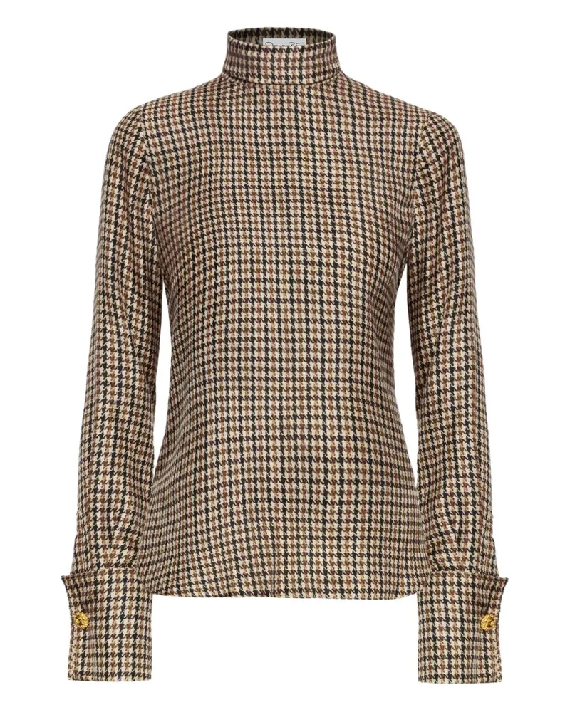 Oscar de la Renta Bluse mit Hahnentrittmuster - Braun Braun