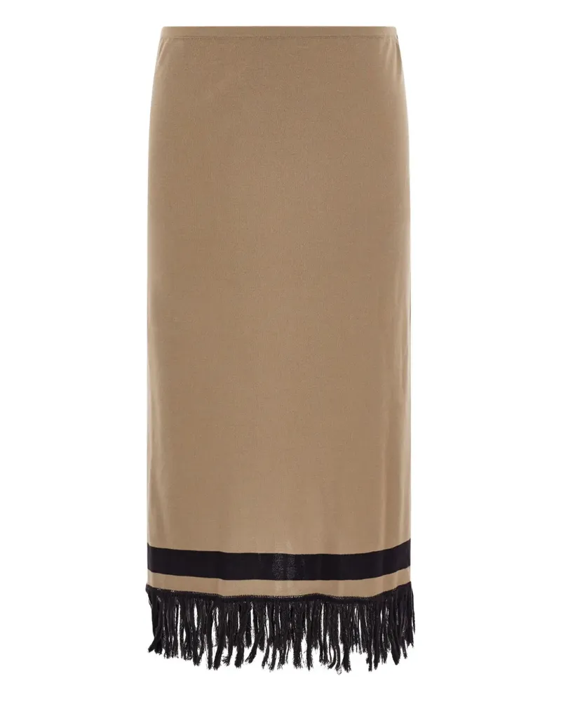 Ferragamo Minirock in Colour-Block-Optik mit Fransen - Nude Nude