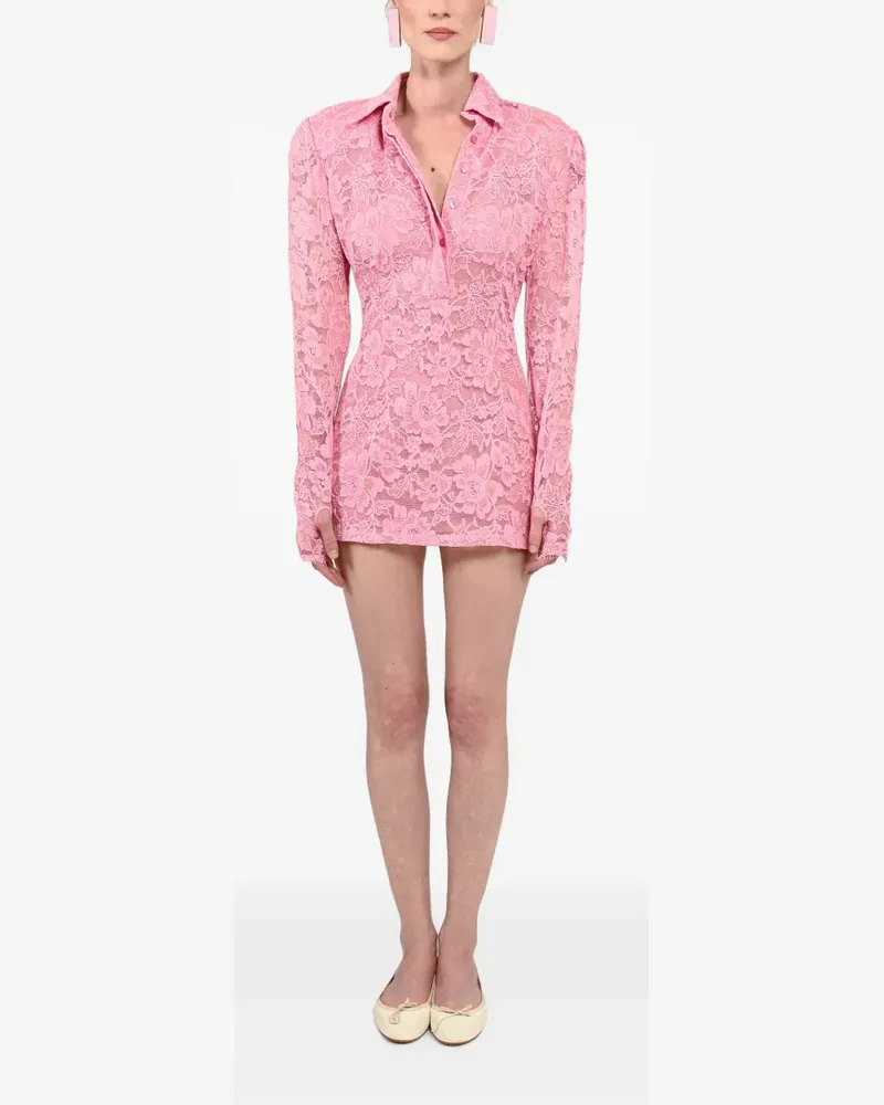 Rowen Rose Langärmliges Spitzenkleid - Rosa Rosa