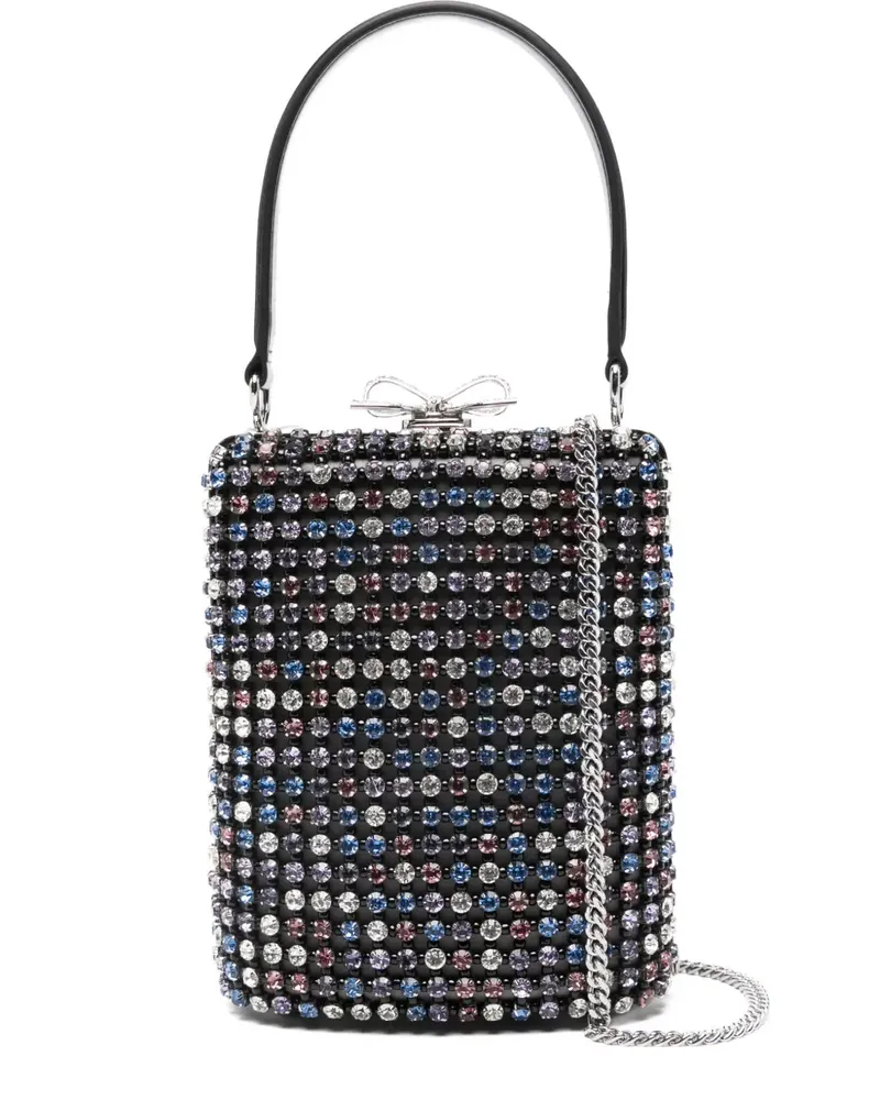Self-Portrait crystal-embellished mini tote bag - Schwarz Schwarz