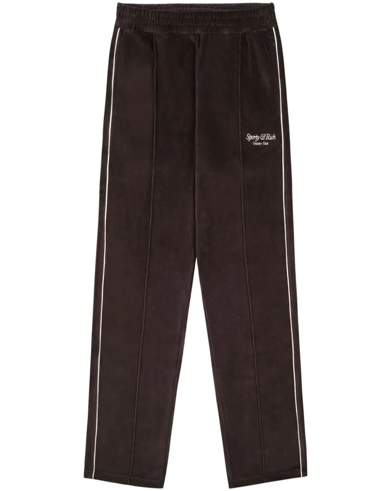 SPORTY & RICH Jogginghose mit Logo aus Velours - Braun Braun
