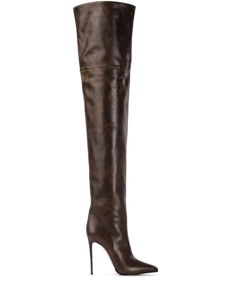Le Silla Eva Overknee-Stiefel aus Leder 120mm - Braun Braun
