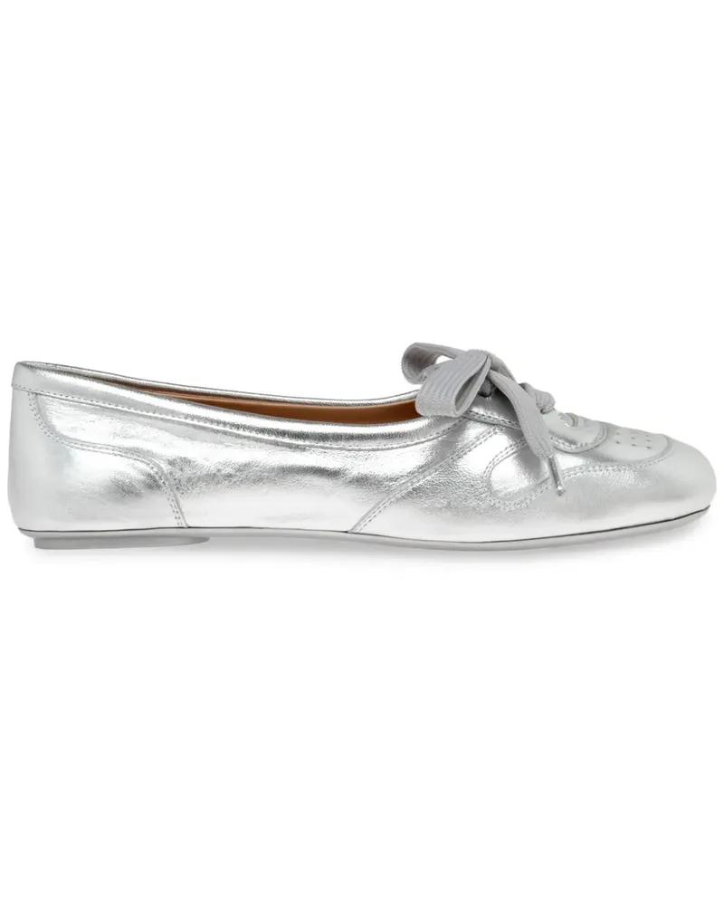 Gianvito Rossi Perforierte Ballerinas mit Schnürung - Silber Silber