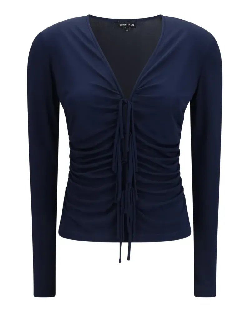 Giorgio Armani Geraffte Bluse mit Schleifenverschluss - Blau Blau