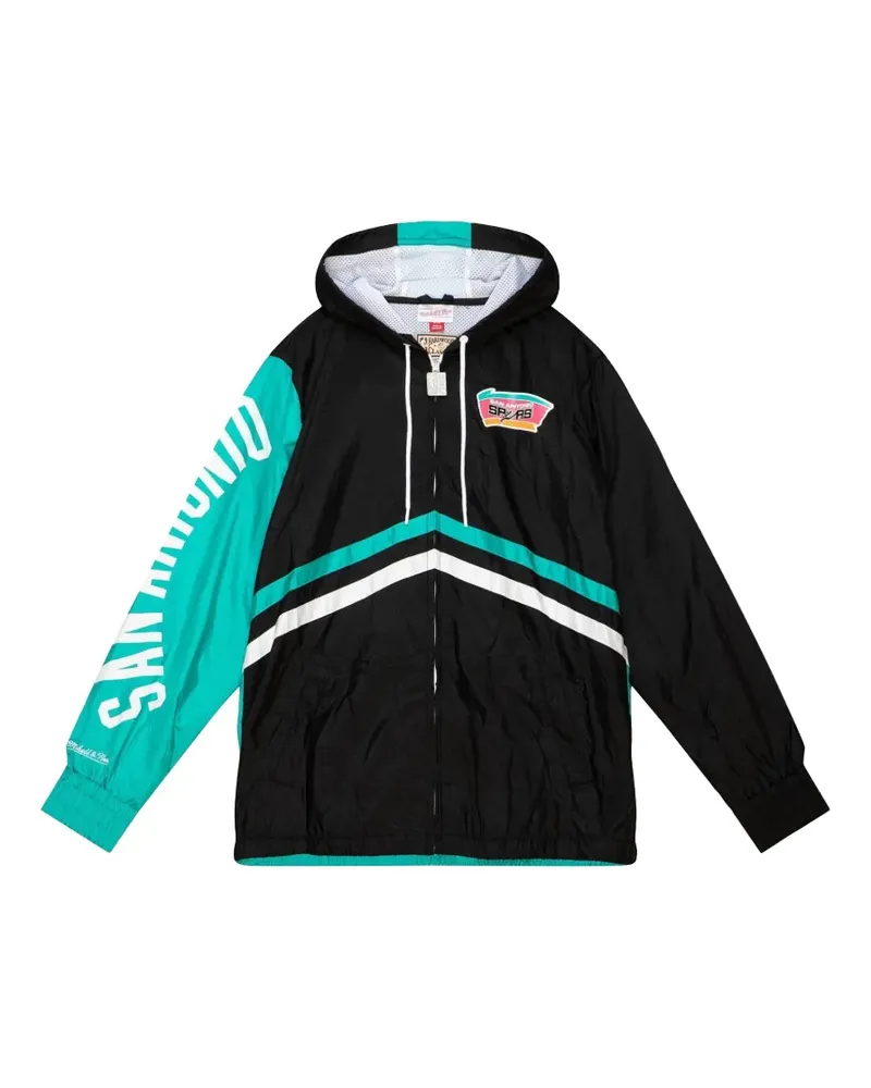 Mitchell & Ness NBA San Antonio Spurs Windbreaker mit Reißverschluss - Schwarz Schwarz