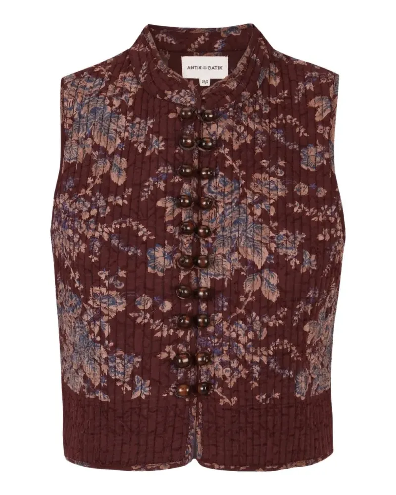 Antik Batik Cinzo Steppweste mit Blumenprint - Braun Braun