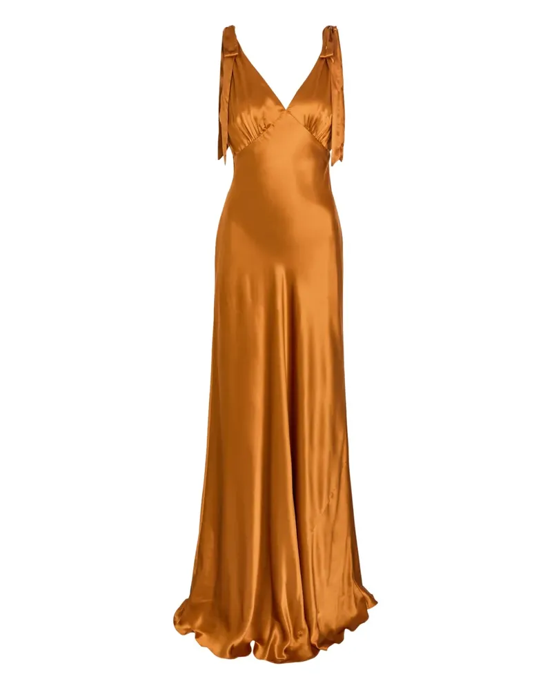 Reformation tie-strap V-neck maxi dress - Orange Orange
