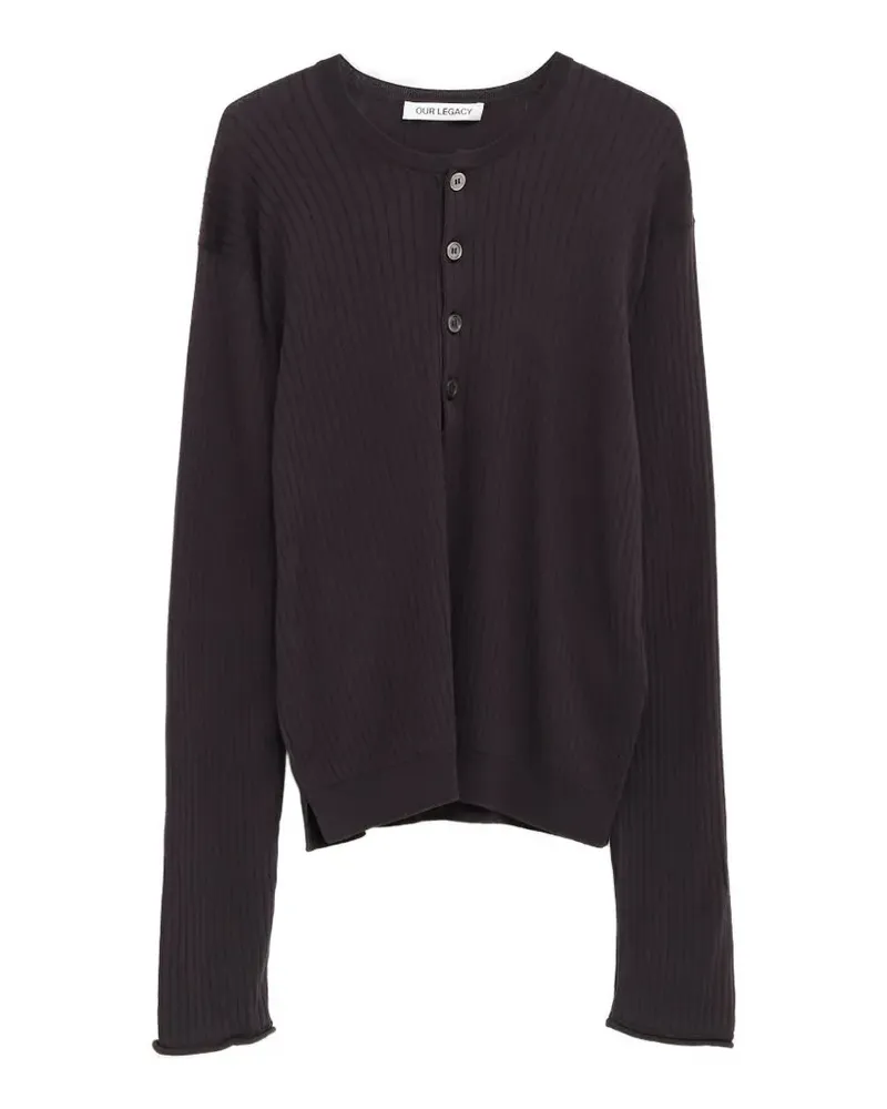 Our Legacy ribbed buttoned T-shirt - Blau Blau