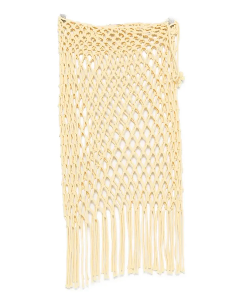 FRANKIE Shop Tropea macramé-knit fringed midi skirt - Gelb Gelb