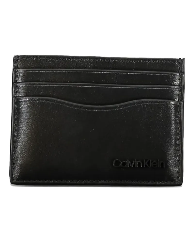 Calvin Klein embossed-logo leather card holder - Schwarz Schwarz