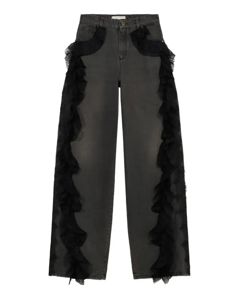 Blumarine Gerüschte Jeans mit Spitzenbesatz - Grau Grau