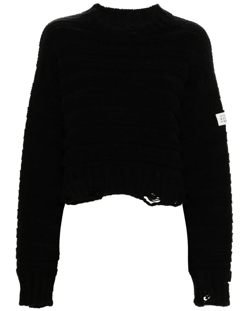 Maison Margiela Pullover in Distressed-Optik - Schwarz Schwarz
