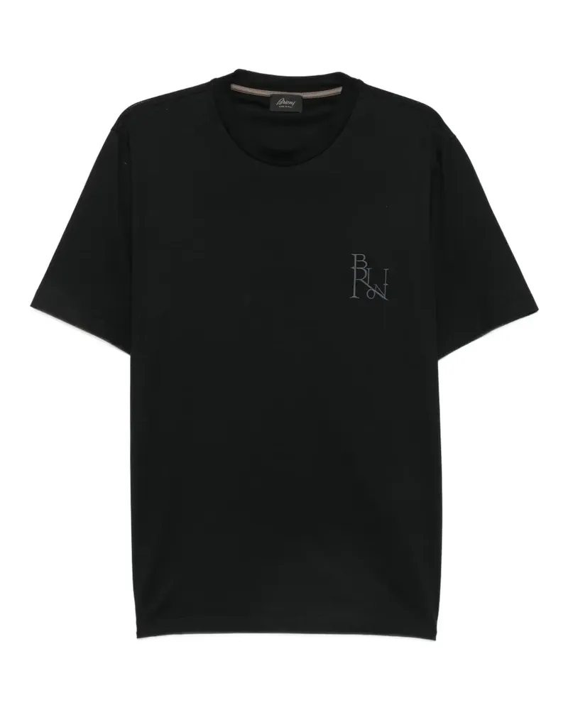 Brioni T-Shirt mit Logo-Stickerei - Schwarz Schwarz