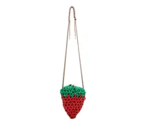 Mini Gürteltasche in Erdbeerform mit Perlen - Rot