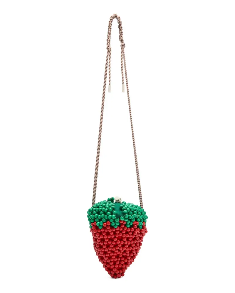 ALEMAIS mini beaded strawberry-shaped belt bag - Rot Rot