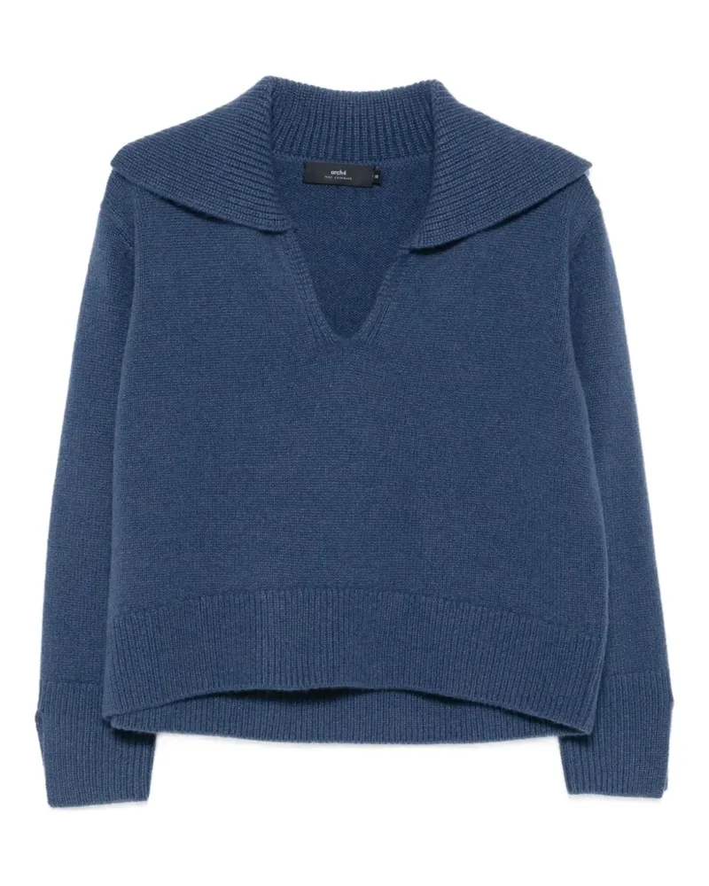 arch4 Kaschmirpullover mit geripptem Saum - Blau Blau