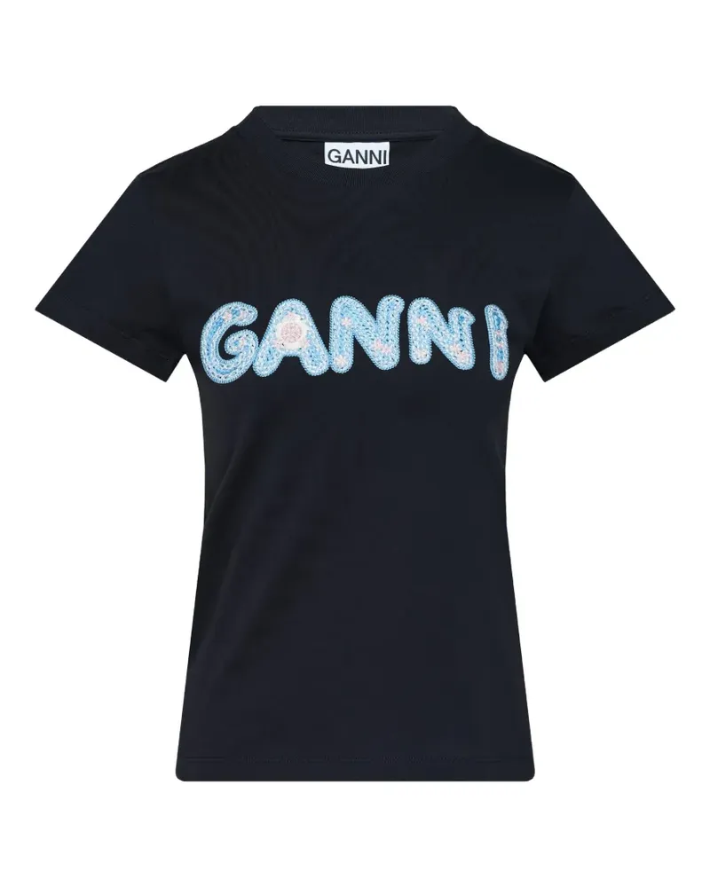 Ganni T-Shirt mit Logo-Stickerei - Grau Grau