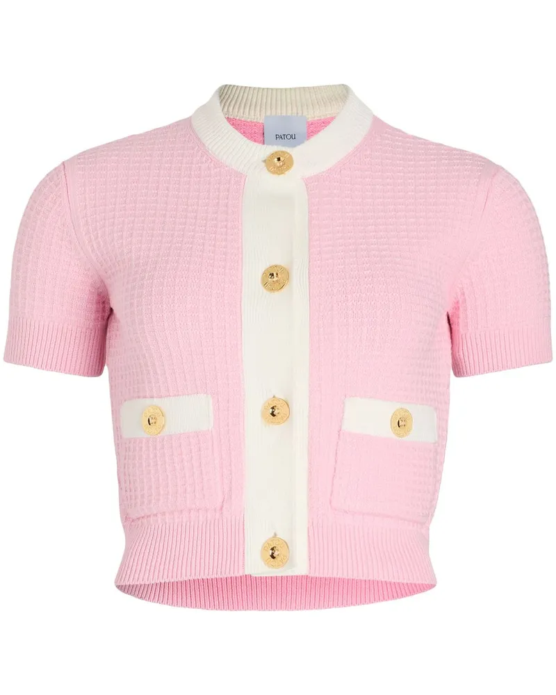Patou Cropped-Cardigan in Waffelstrick - Rosa Rosa