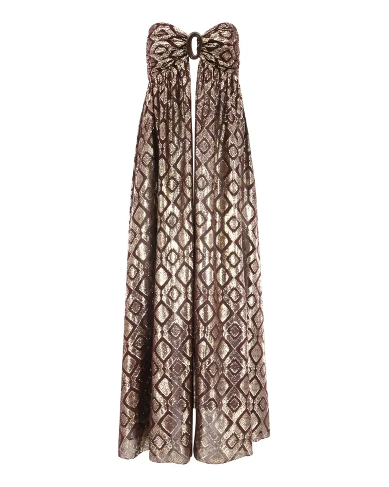 Alexis geometric pattern strapless top - Gold Gold