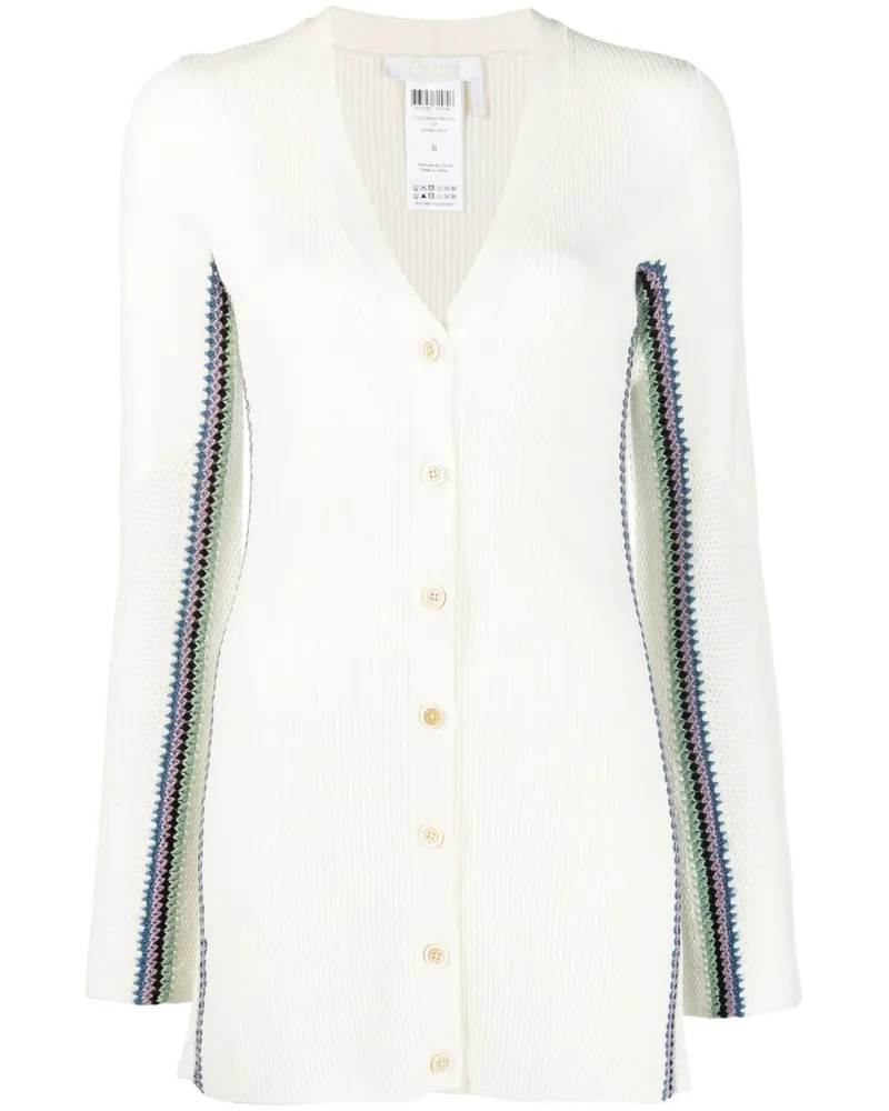 Chloé Cardigan mit Streifen - Weiß Weiß