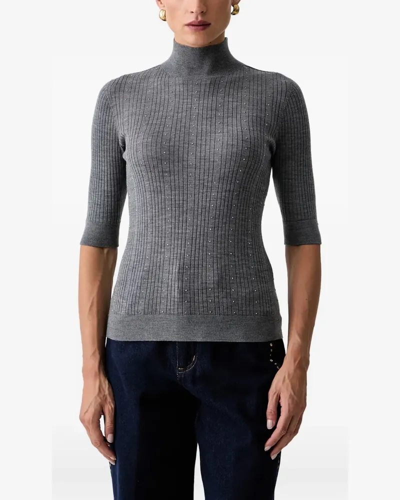 Liu Jo wool top with rhinestones - Grau Grau
