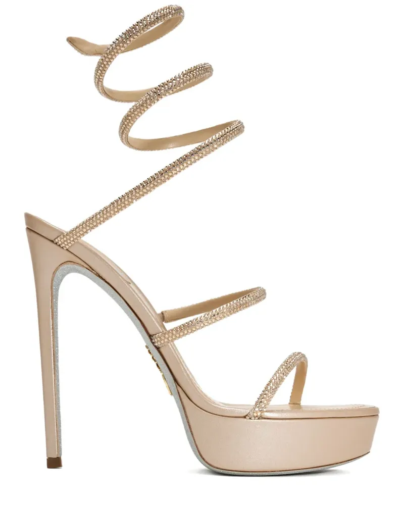 René Caovilla Cleo Plateau-Sandalen mit Kristallen 130mm - Nude Nude