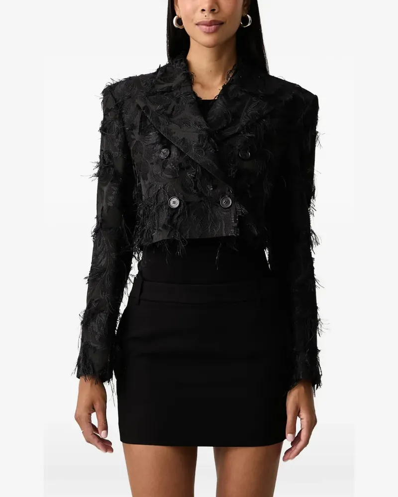 Patrizia Pepe feather-embellished jacquard jacket - Schwarz Schwarz