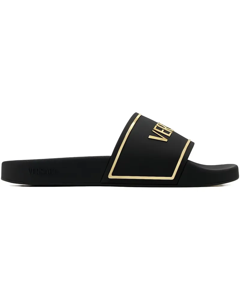 Versace logo-plaque slides - Schwarz Schwarz