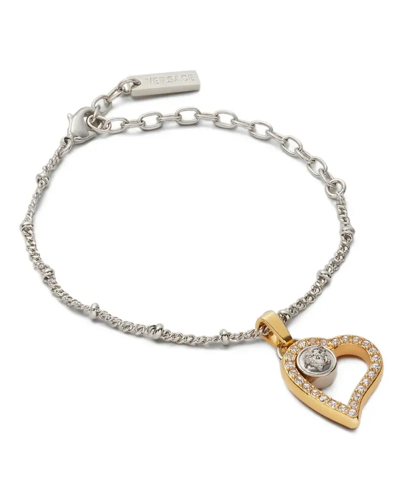 Versace Kristallverziertes Armband mit Herzanhänger - Silber Silber