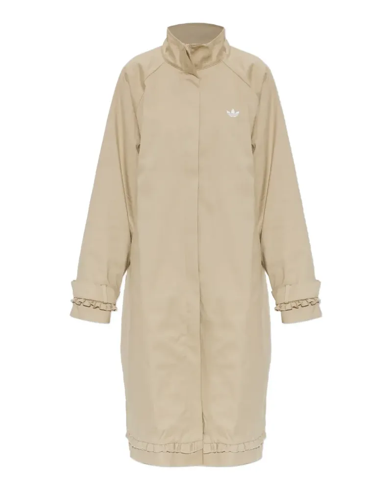 adidas ruffled-trim logo coat - Nude Nude