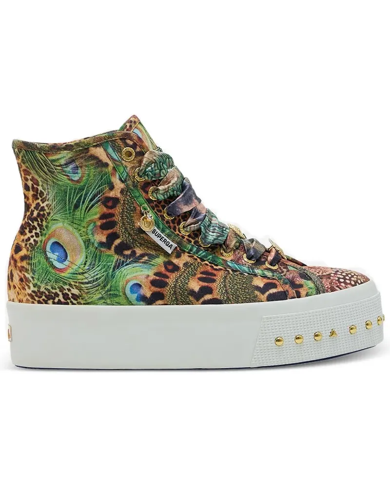 Camilla x Superga Sneakers mit Pfauen-Print - Grün Grün
