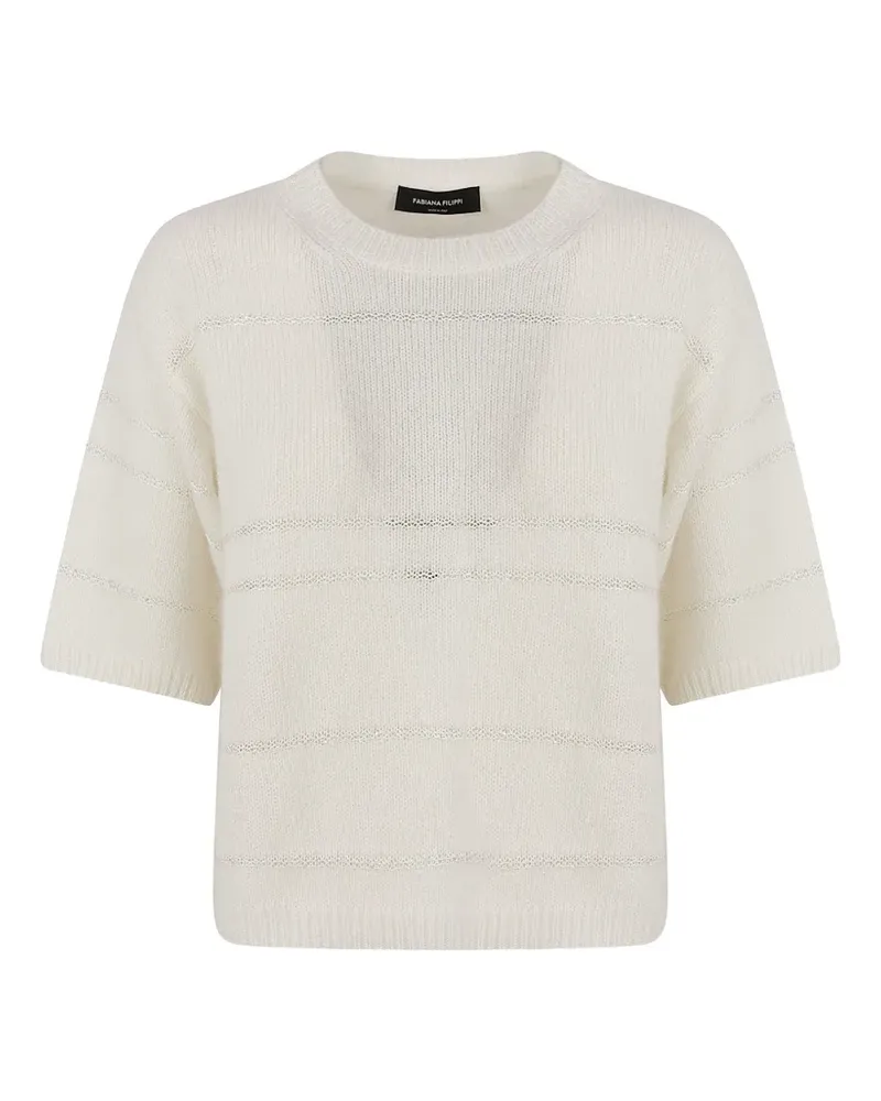 Fabiana Filippi Platinum sequin-embellished open-knit sweater - Weiß Weiß