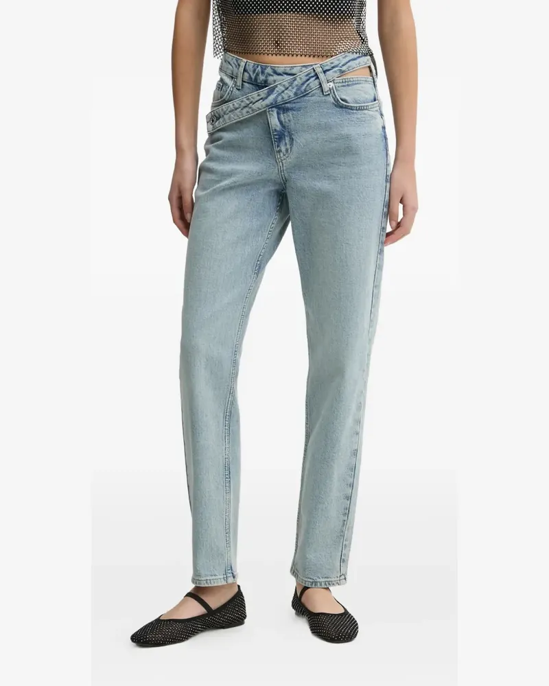 Karl Lagerfeld Five-Pocket-Jeans mit überkreuztem Bund - Blau Blau
