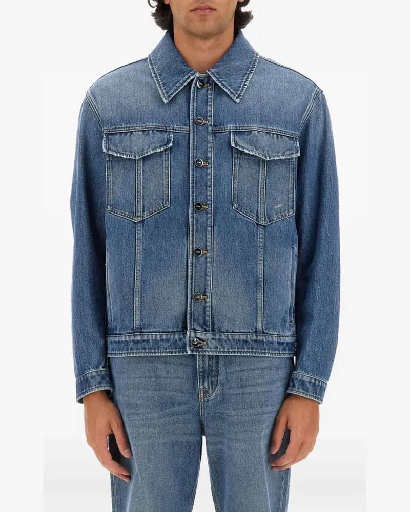Fendi Jeansjacke mit Knöpfen - Blau Blau