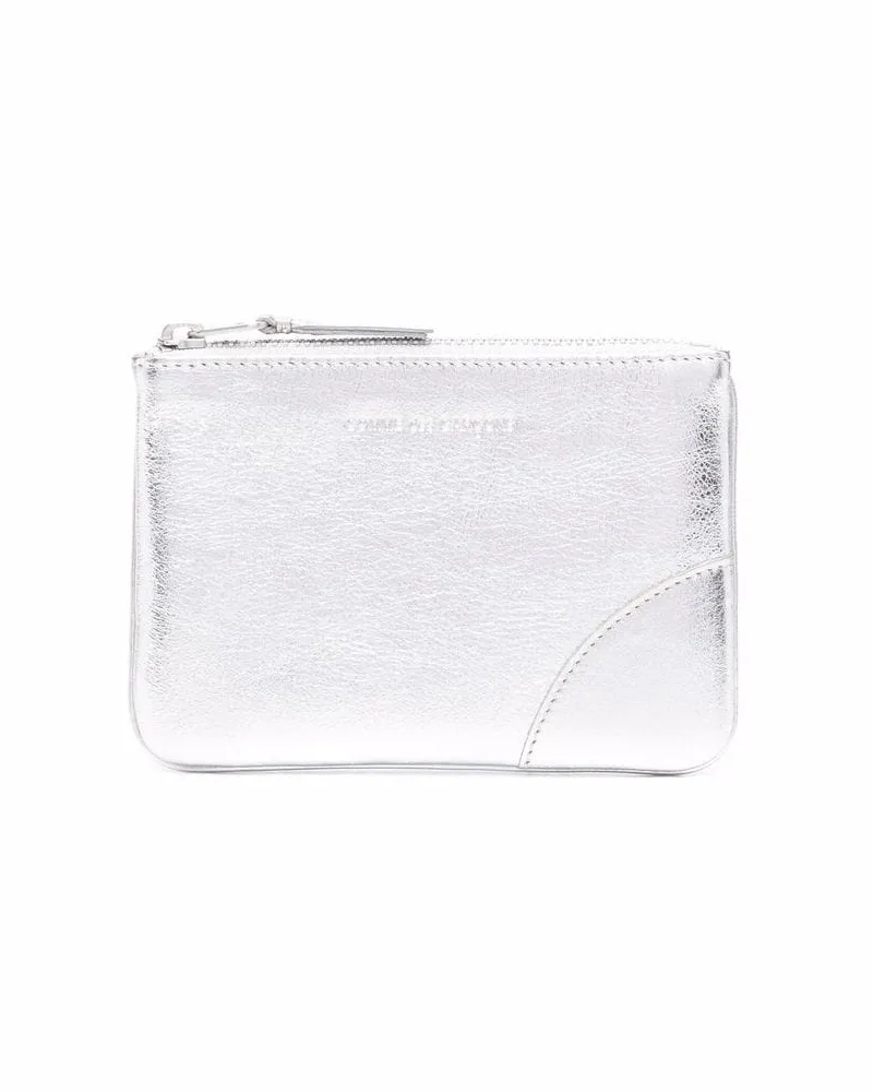 Comme des Garçons Mini-Portemonnaie in Metallic-Optik - Silber Silber