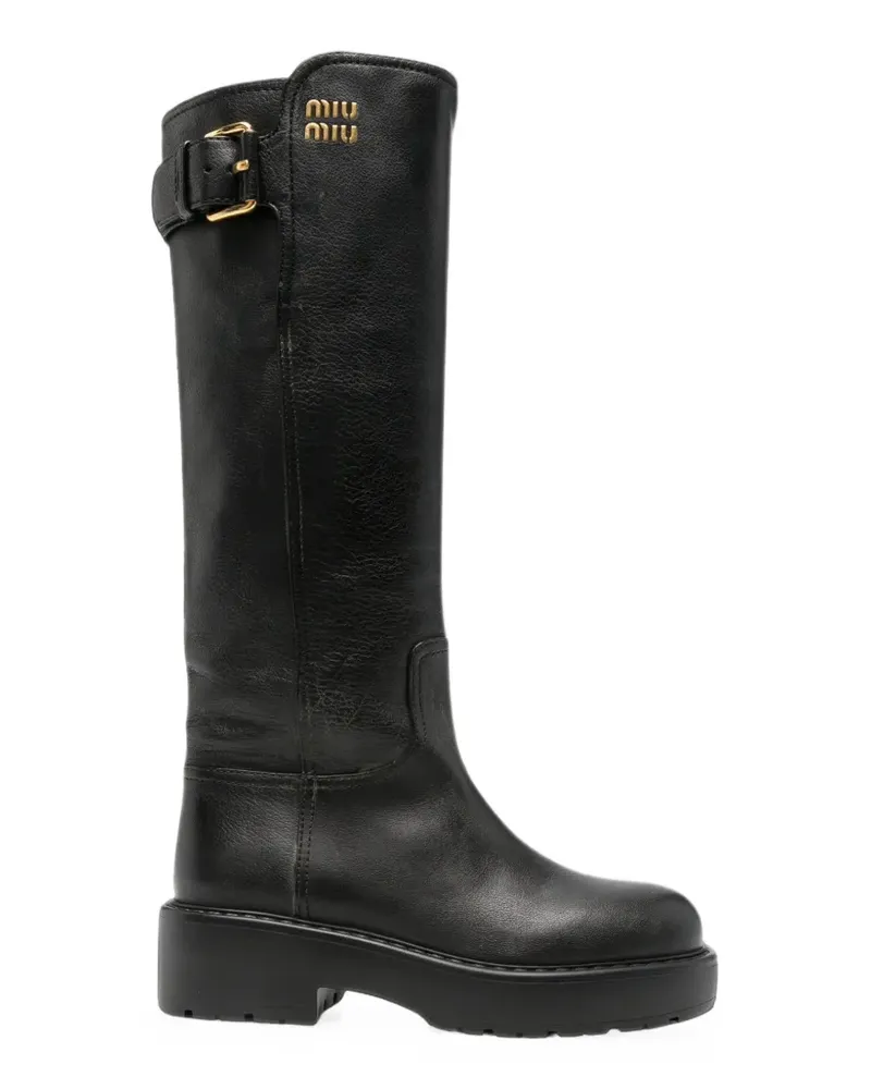 Miu Miu Stiefel aus Leder - Schwarz Schwarz