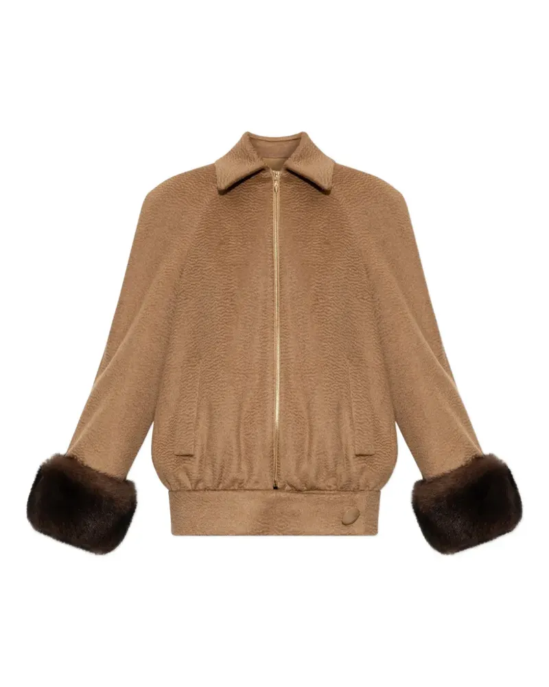 Valentino Garavani Jacke aus Faux Fur mit Kamelhaar - Nude Nude