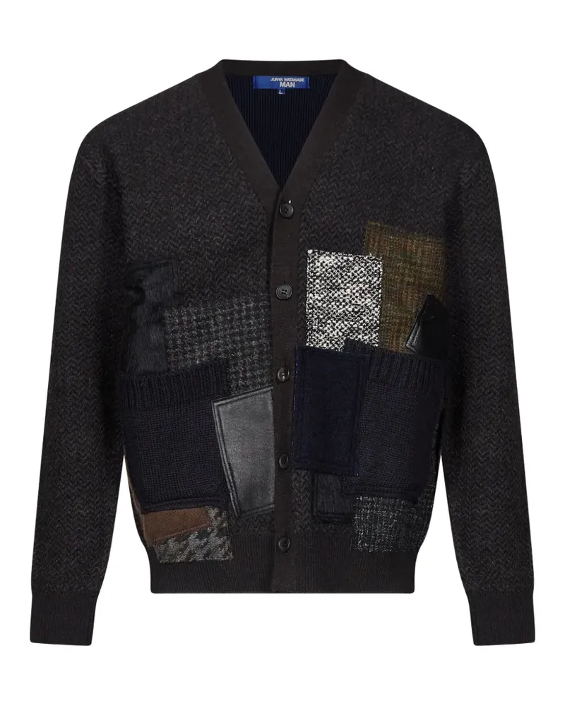 Junya Watanabe Cardigan im Patchwork-Look mit Fischgrätenmuster - Grau Grau