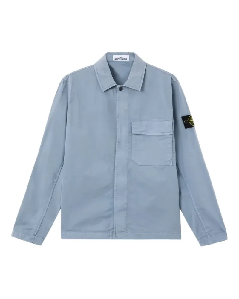 Stone Island Hemdjacke mit Logo-Patch - Blau Blau