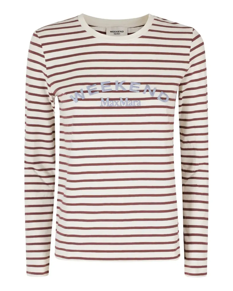 Max Mara Gestreiftes T-Shirt mit Logo-Print - Nude Nude