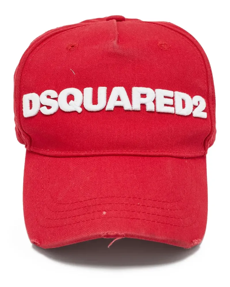 Dsquared2 Baseballkappe im Distressed-Look mit Logo - Rot Rot