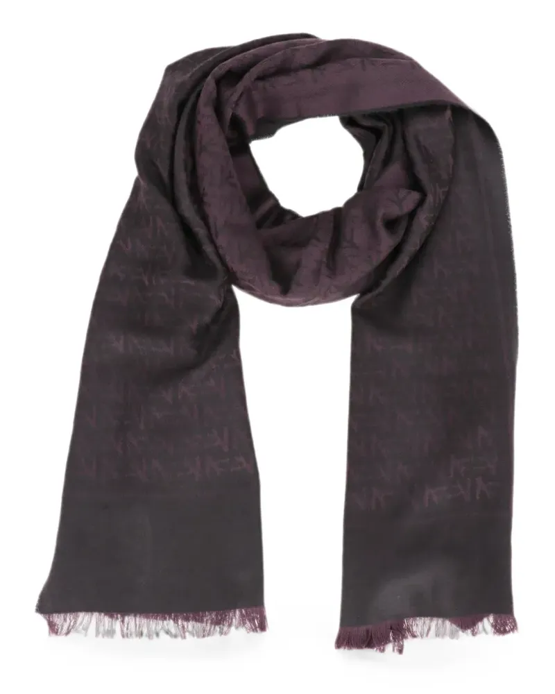 Isaia monogram-pattern frayed-edge scarf - Violett Violett