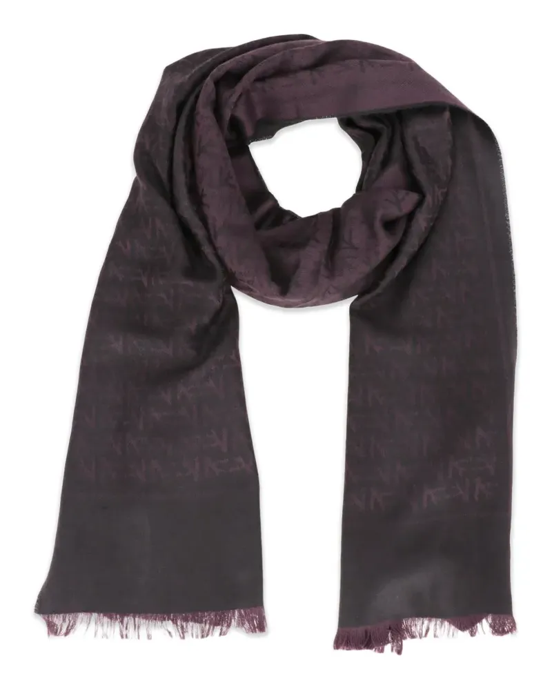 Isaia monogram-pattern frayed-edge scarf - Violett Violett