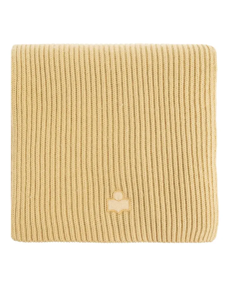 Isabel Marant Marion ribbed-knit logo-patch scarf - Gelb Gelb