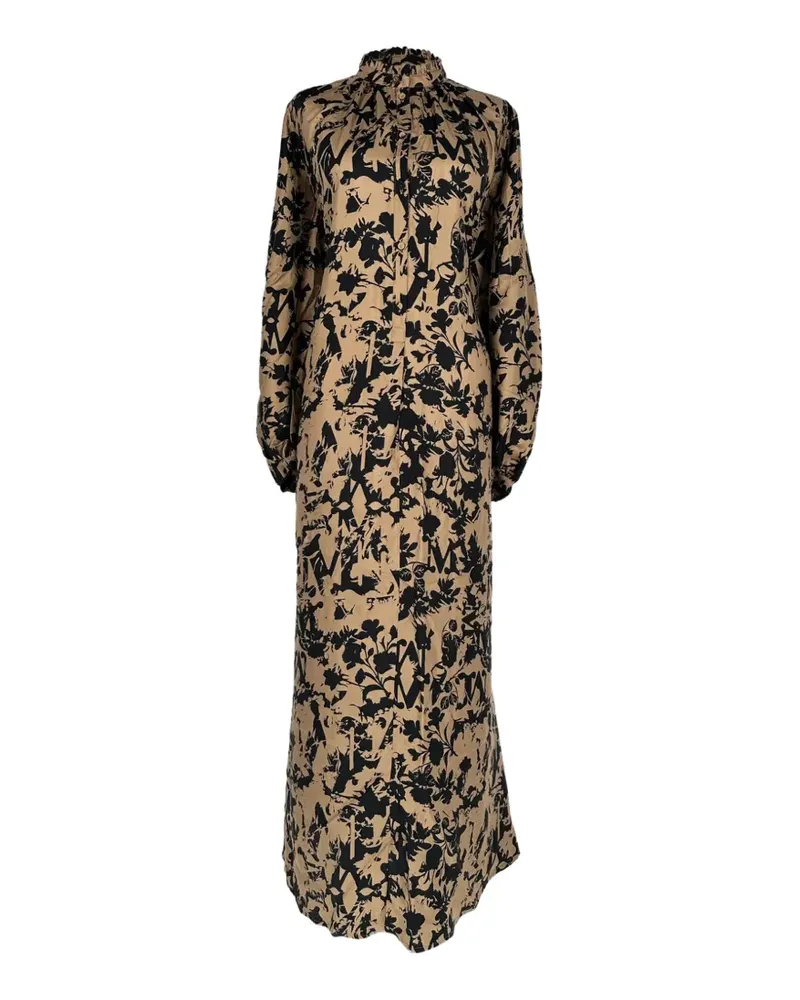 Max Mara printed long-sleeve maxi dress - Nude Nude