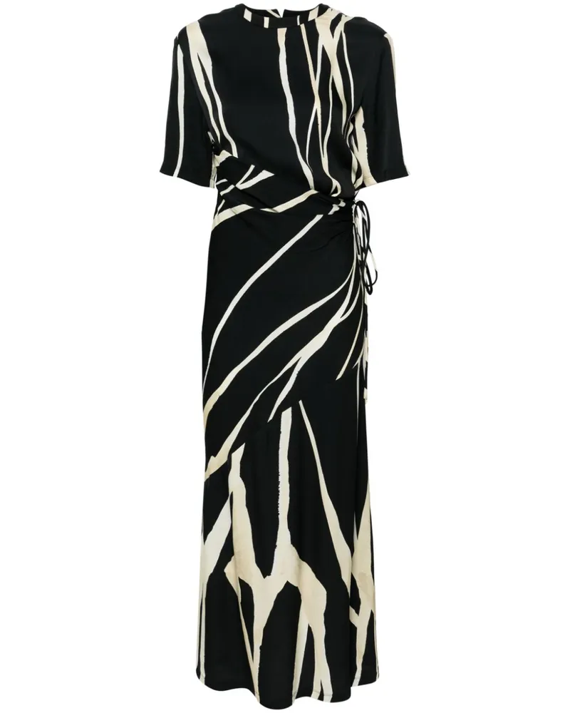 Nanushka Gestreiftes Midikleid - Schwarz Schwarz