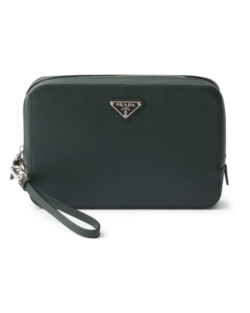 Prada Saffiano Clutch aus Leder - Grün Grün